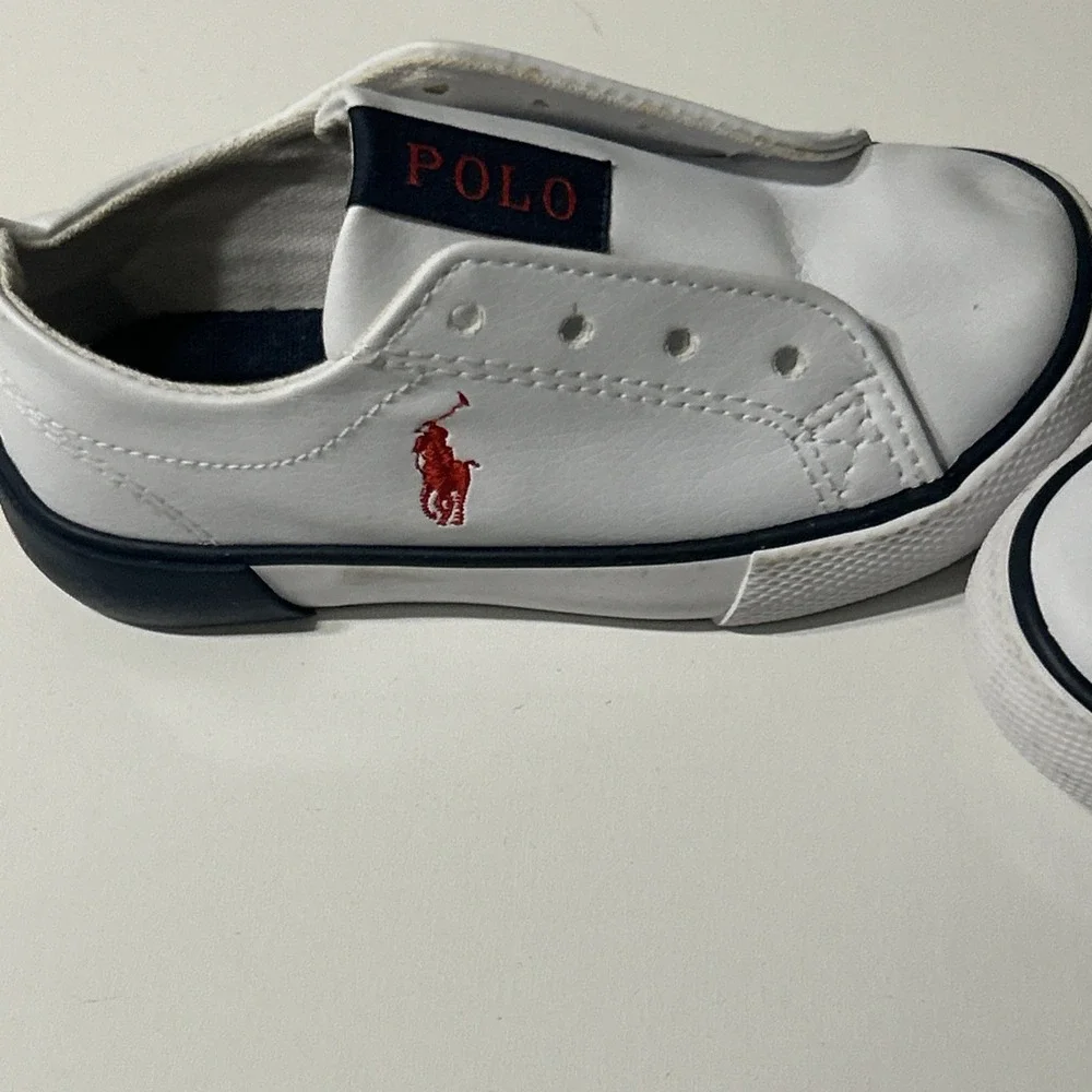 Polo Ralph Lauren Kids White Slip On Sneakers w/ Logo Size 7 (toddler). No Laces
